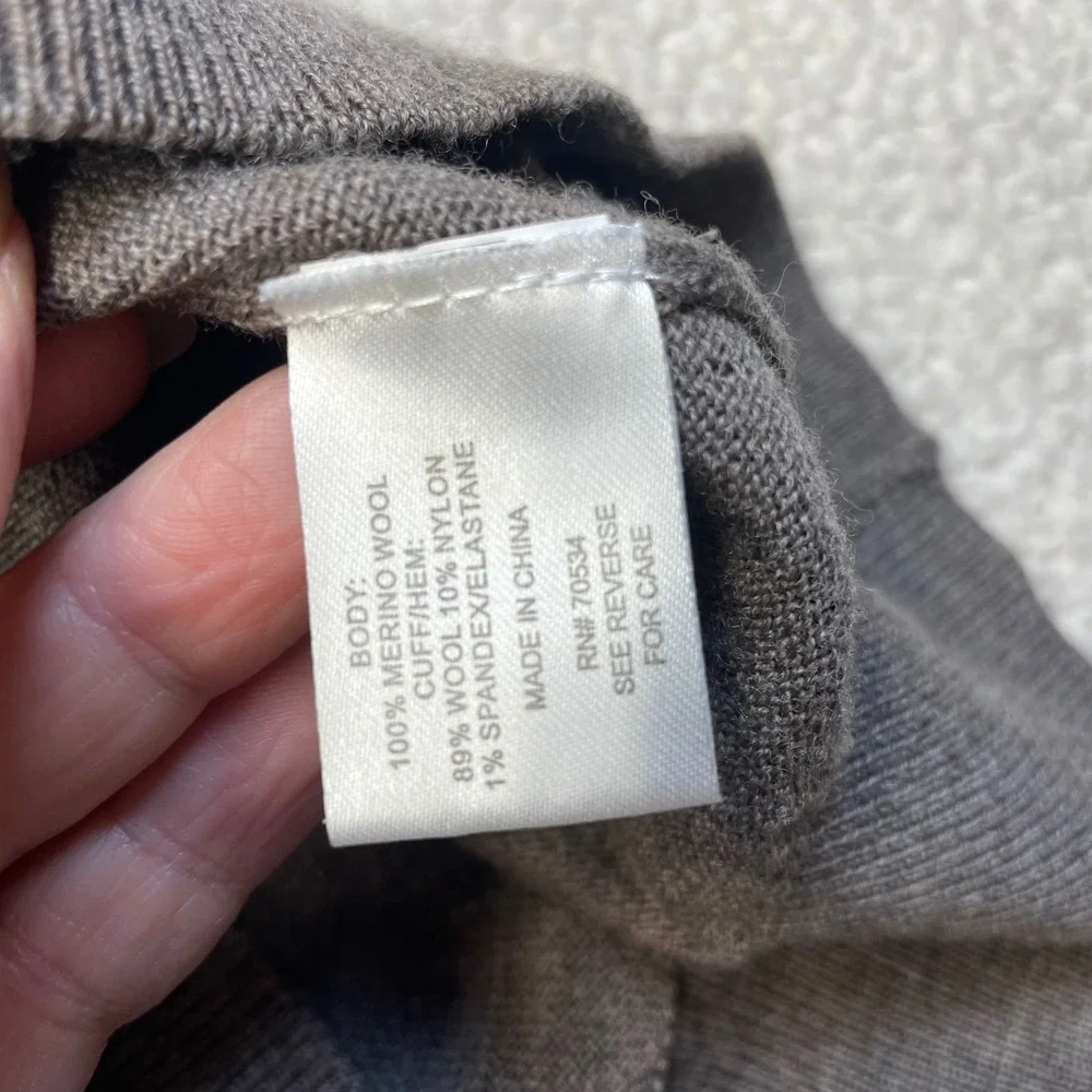 Orvis Sweater Mens XL Brown 100% Merino Wool Quarter Zip Pullover 9G6T 691690
